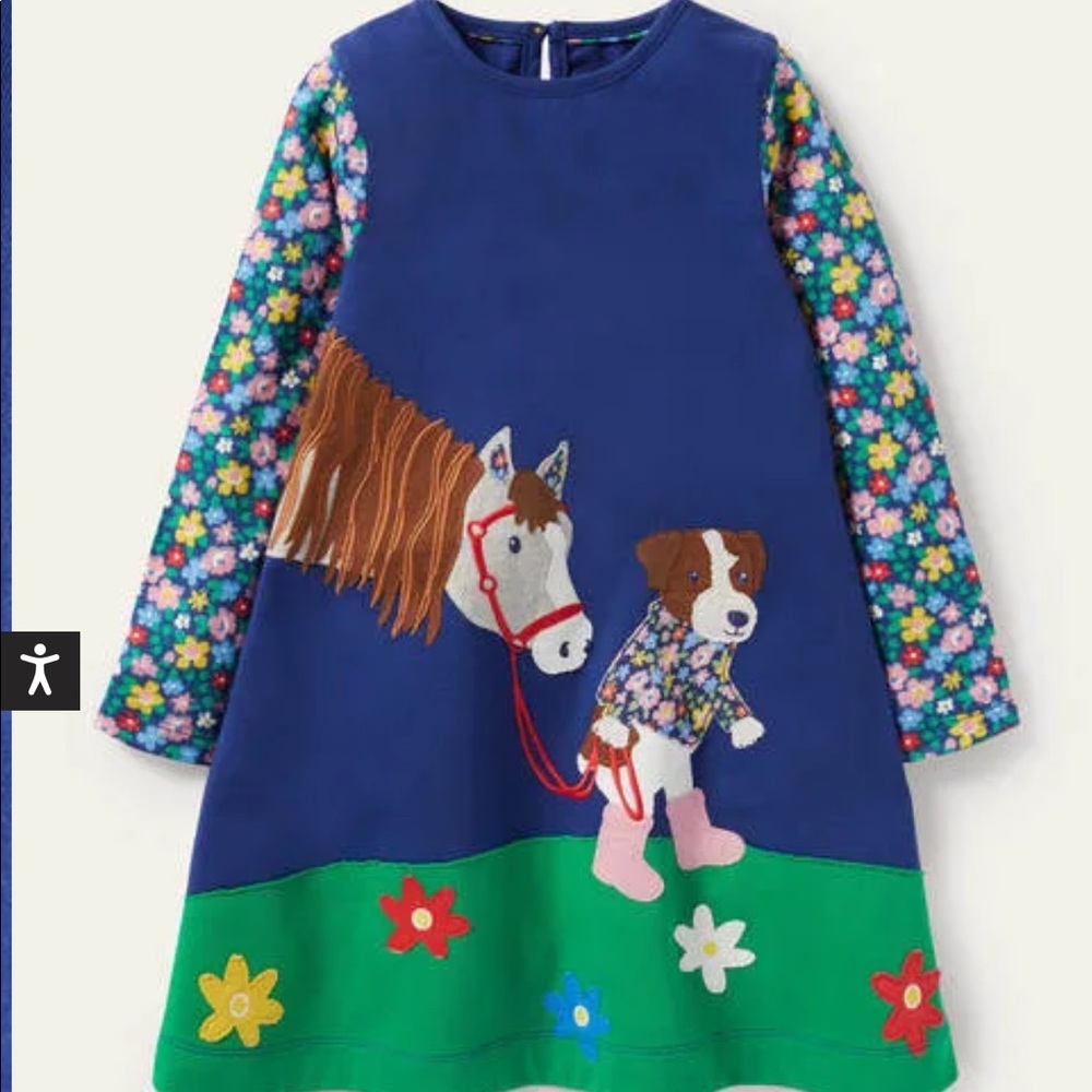 NWT Mini Boden Appliqué Horse Dress